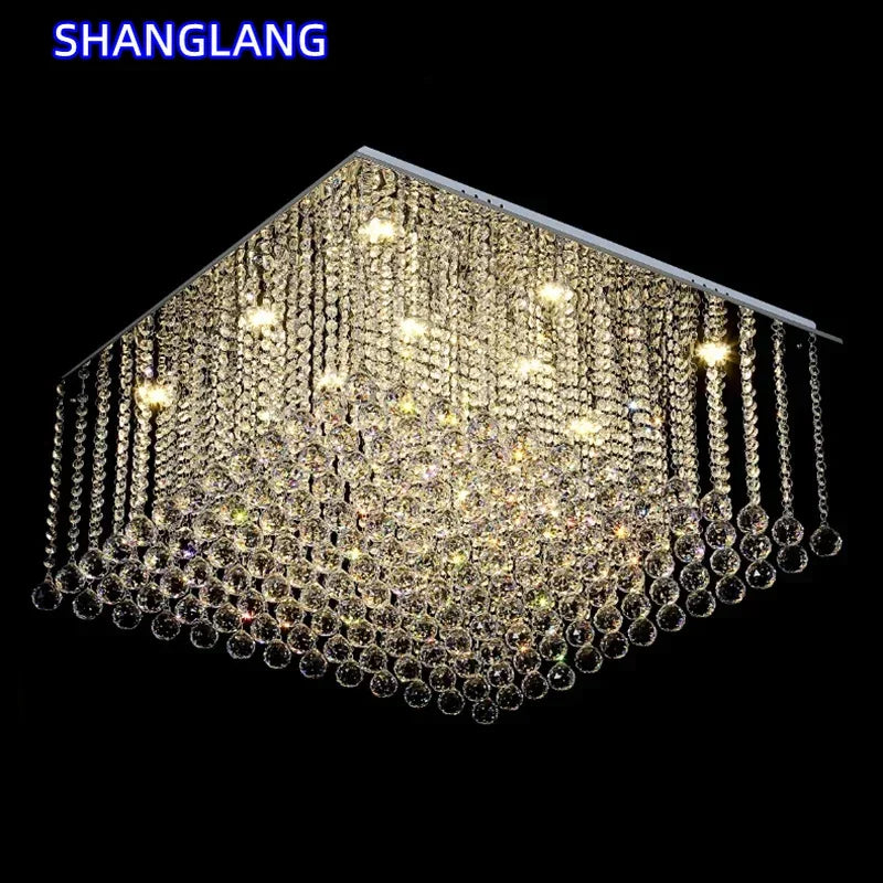 Modern Crystal Chandelier Square Luxury Lamp Indoor Hanging Lighting Equipment For Living Room Dining Room Lobby Ceiling Lustres