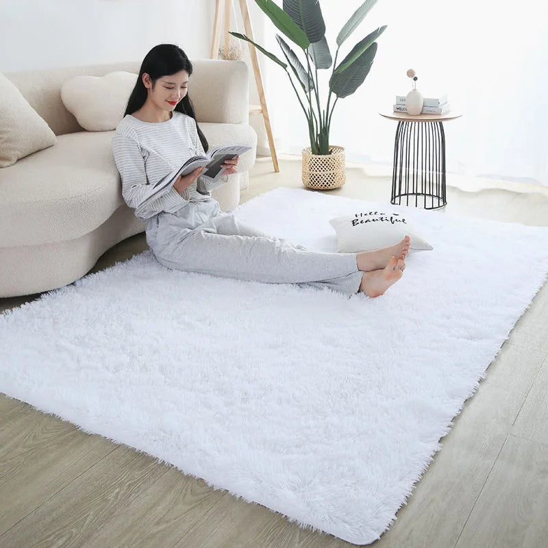 Furry Plush Area Rug - Modern Nordic Style Carpet for Living Room & Bedroom