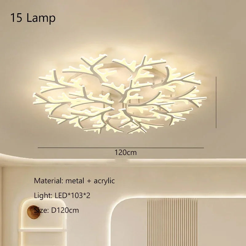 Nordic Minimalist Creative Branch Antlers Ceiling Chandelier Living Room Bedroom Indoor Lighting Led Ceiling Lamp Light Fixture