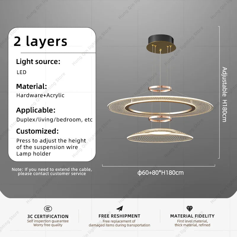 Living Room Chandeliers Restaurant Hanging Lamp Kitchen Pendant Lights Aluminum Chandeliers Villa Ceiling Led Chandelier