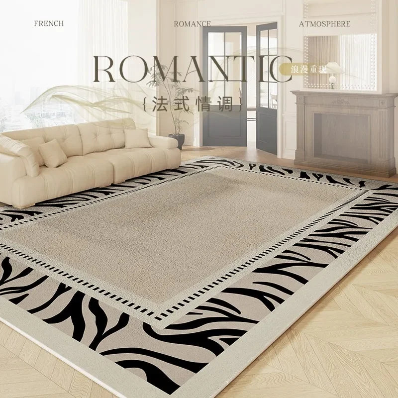 Artistic French Plush Carpet - Modern Area Rug for Living Room & Bedroom