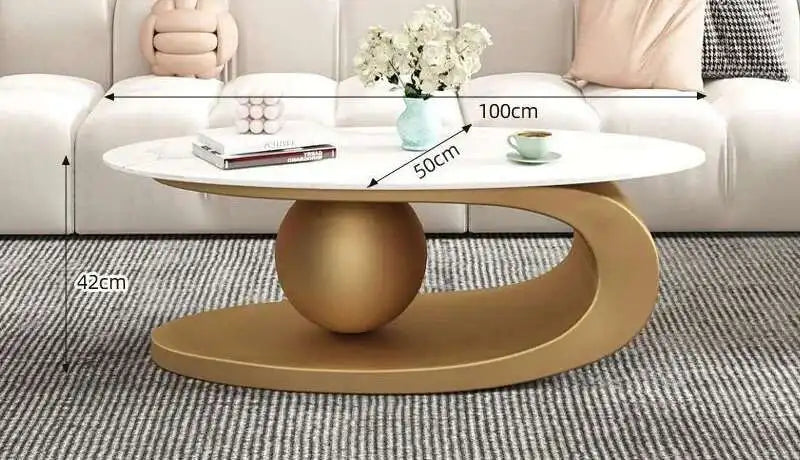 Italian Luxury Oval Coffee Table - Rock Board Top