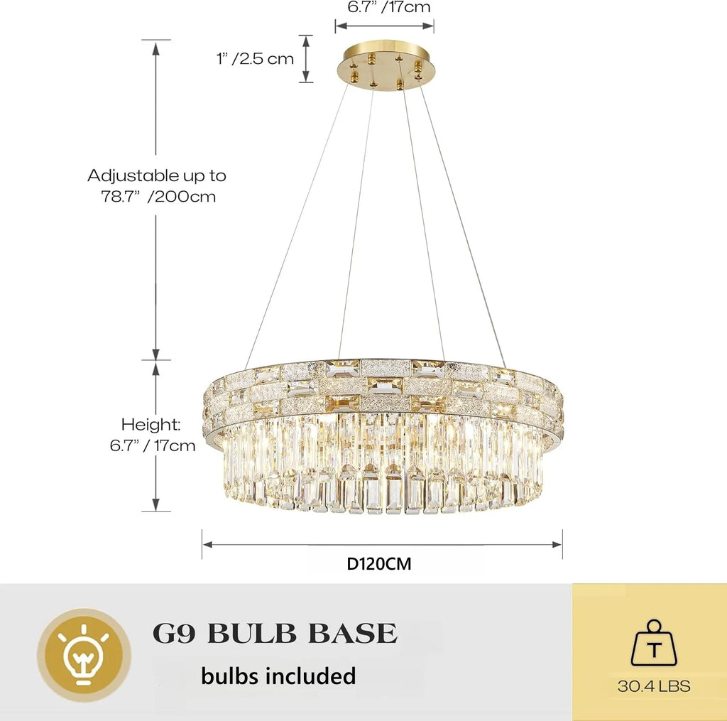 Modern Gold Crystal Chandeliers for Dining Room Living Room Vila Luxury Large Chandelier Pendant Light Fixture Kitchen Island