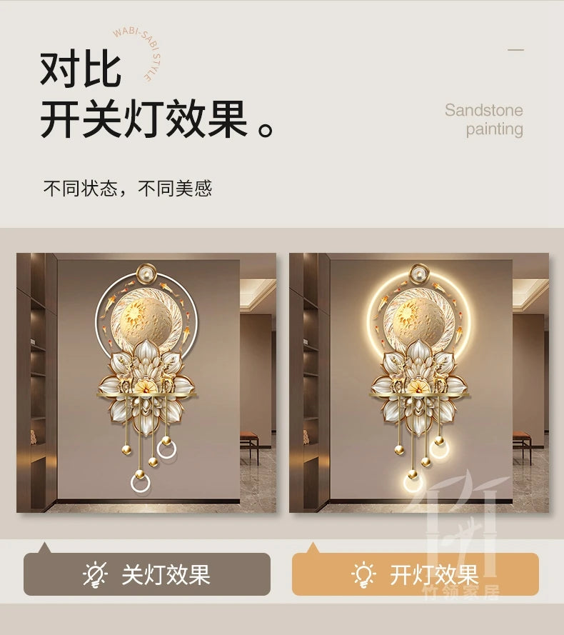 Luxury LED Wall Art - Nine Fish Design Entryway Decorative Painting