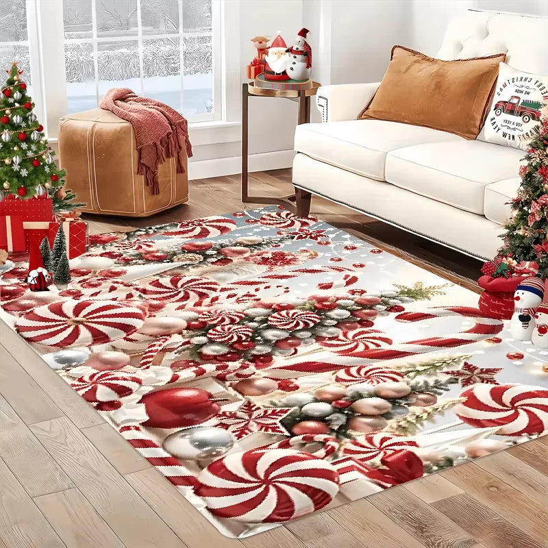 Christmas Snow Rug - Festive Area Rug for Living Room & Bedroom