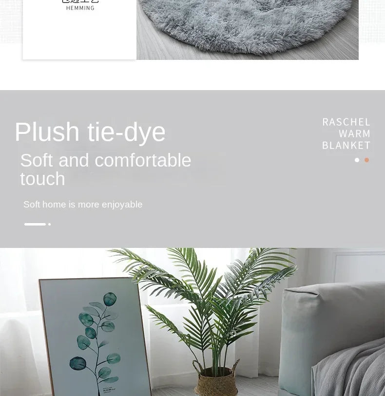 Super Soft Round Plush Rug - Fluffy Area Carpet for Living Room & Bedroom