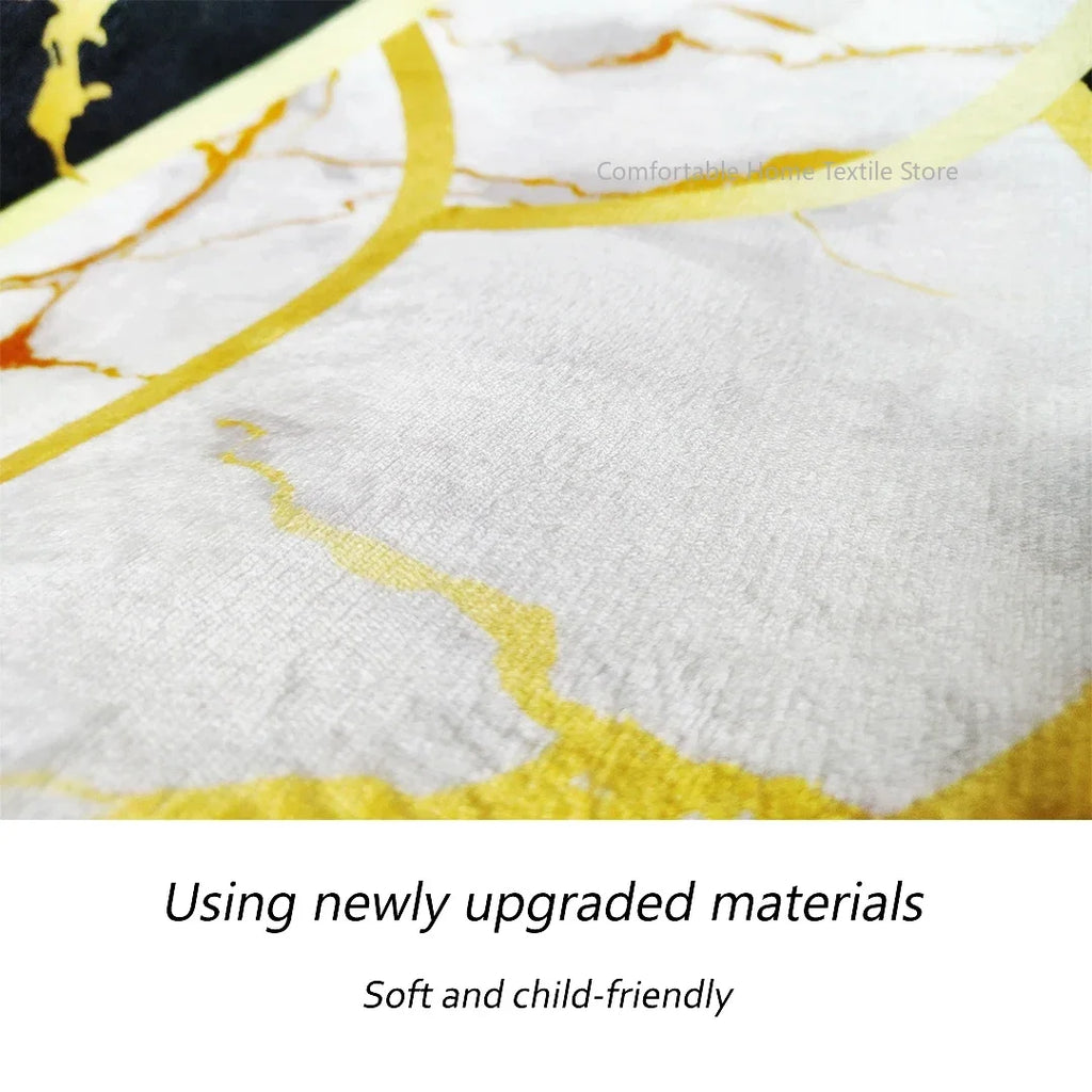 Luxury Gold Geometric Area Rug - Non-Slip Washable Carpet for Living Room & Bedroom