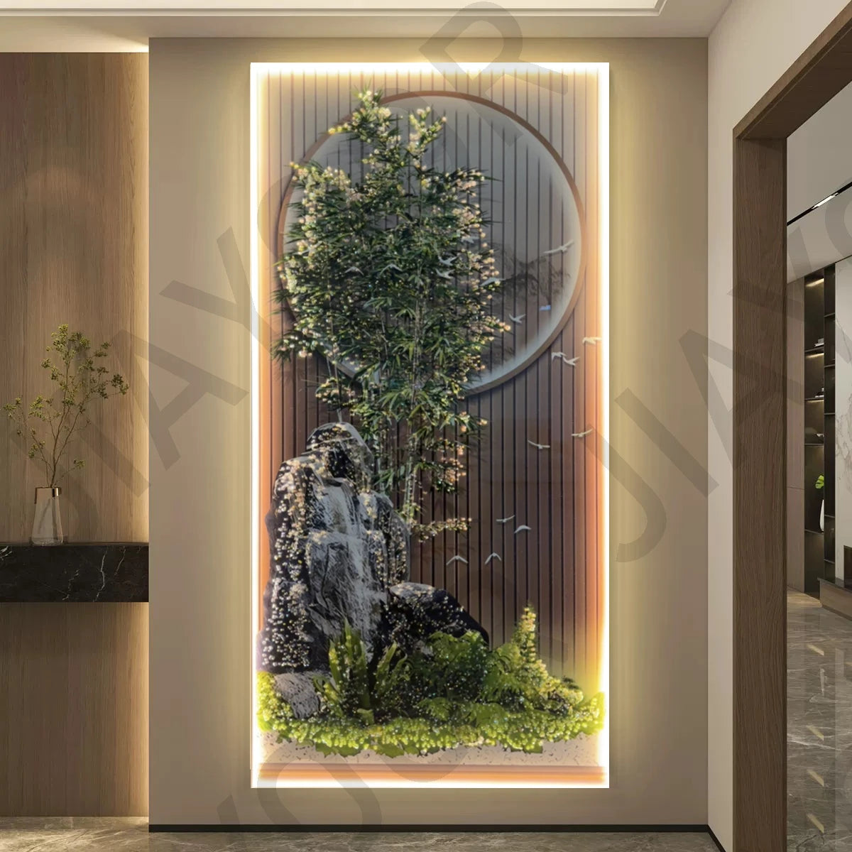 Bamboo LED Wall Art - Landscape Scenery Decorative Painting with Lights