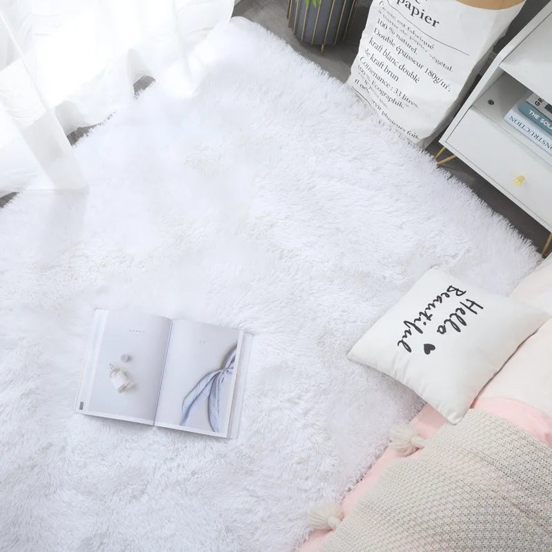 Furry Plush Area Rug - Modern Nordic Style Carpet for Living Room & Bedroom