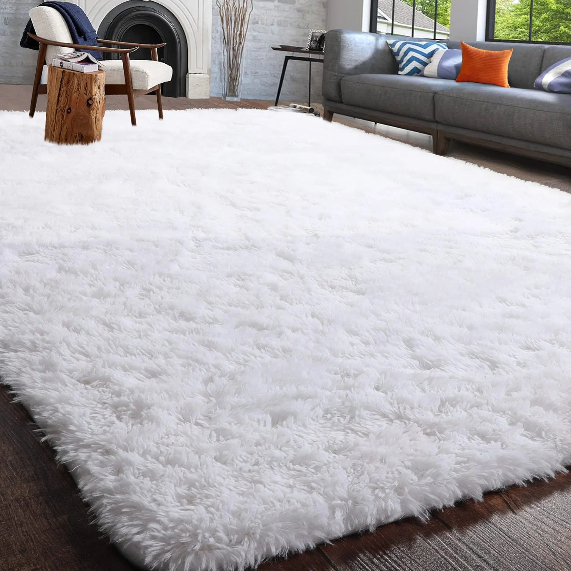 Furry Plush Area Rug - Modern Nordic Style Carpet for Living Room & Bedroom