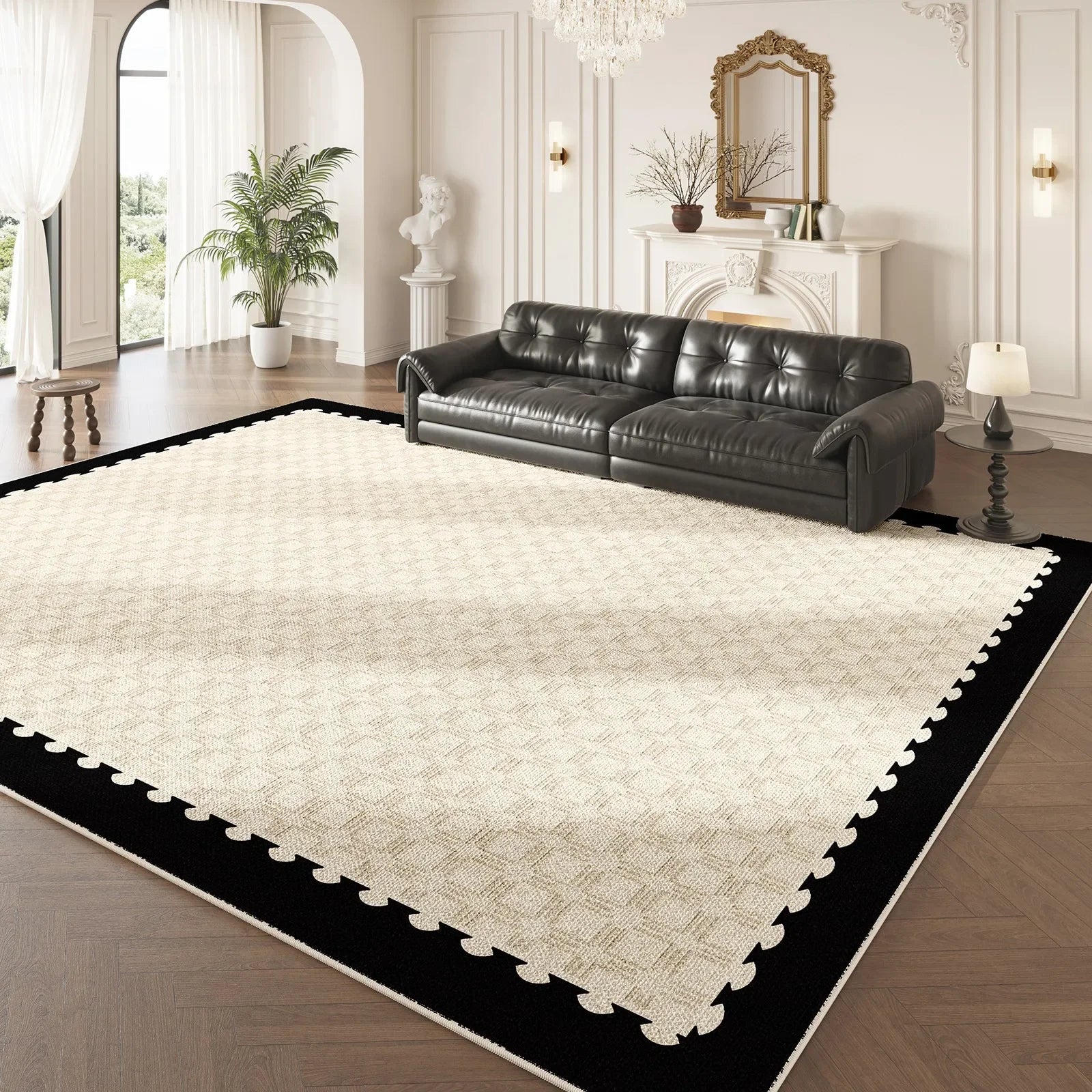 Artistic French Plush Carpet - Modern Area Rug for Living Room & Bedroom