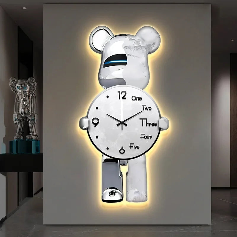 Modern LED Wall Clock - Digital Display with Ambient Lighting