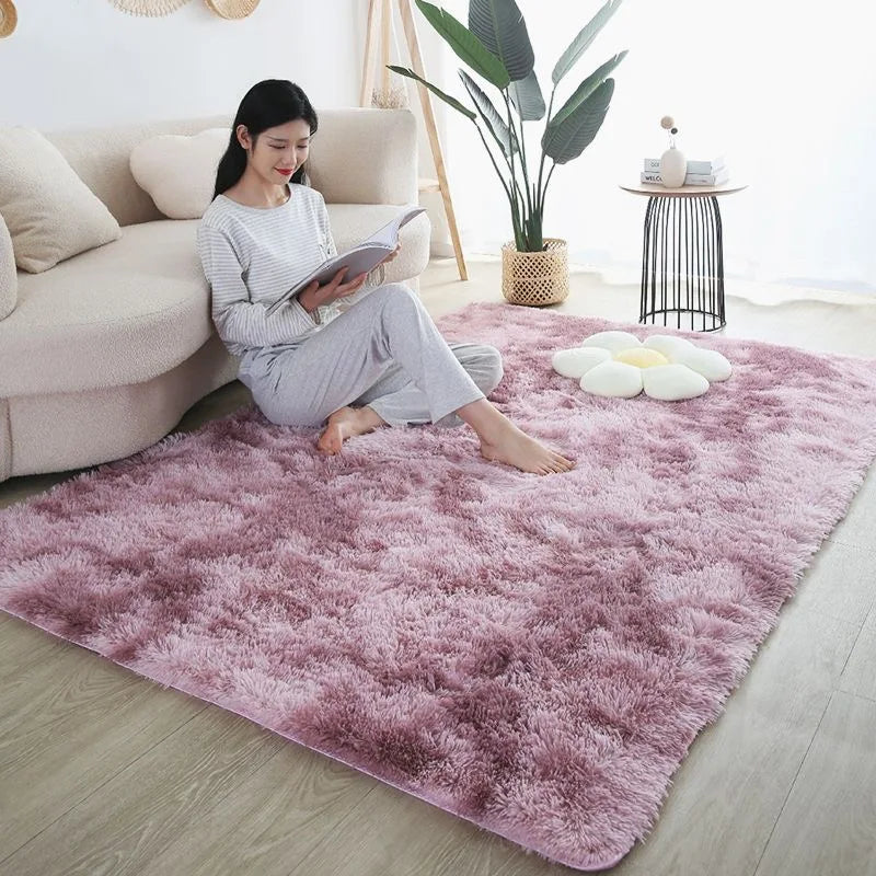 Furry Plush Area Rug - Modern Nordic Style Carpet for Living Room & Bedroom