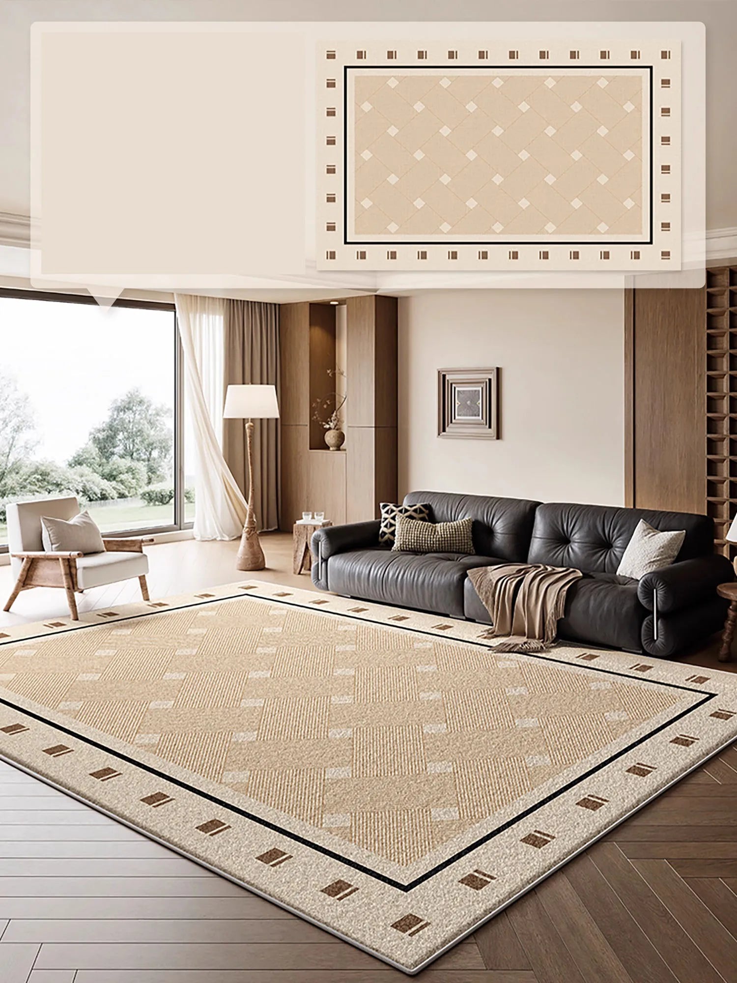 Modern Geometric Area Rug - Luxury Carpet for Living Room & Bedroom