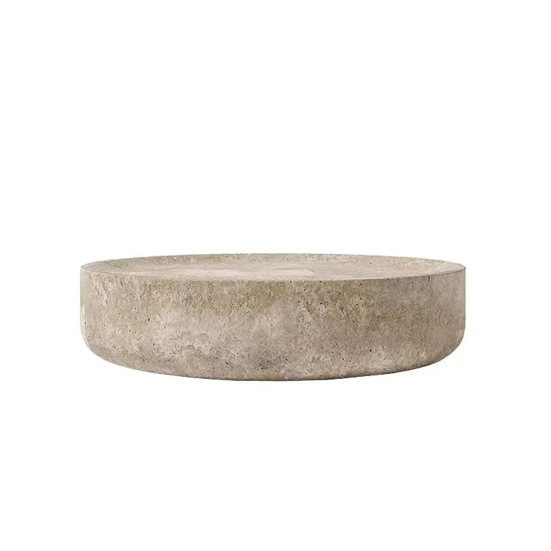 Japanese Industrial Round Coffee Table - Space-Saving Design