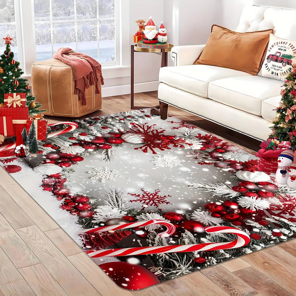 Christmas Snow Rug - Festive Area Rug for Living Room & Bedroom