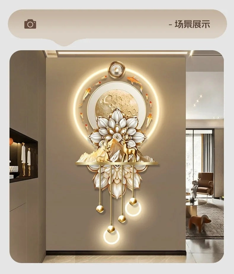 Luxury LED Wall Art - Nine Fish Design Entryway Decorative Painting