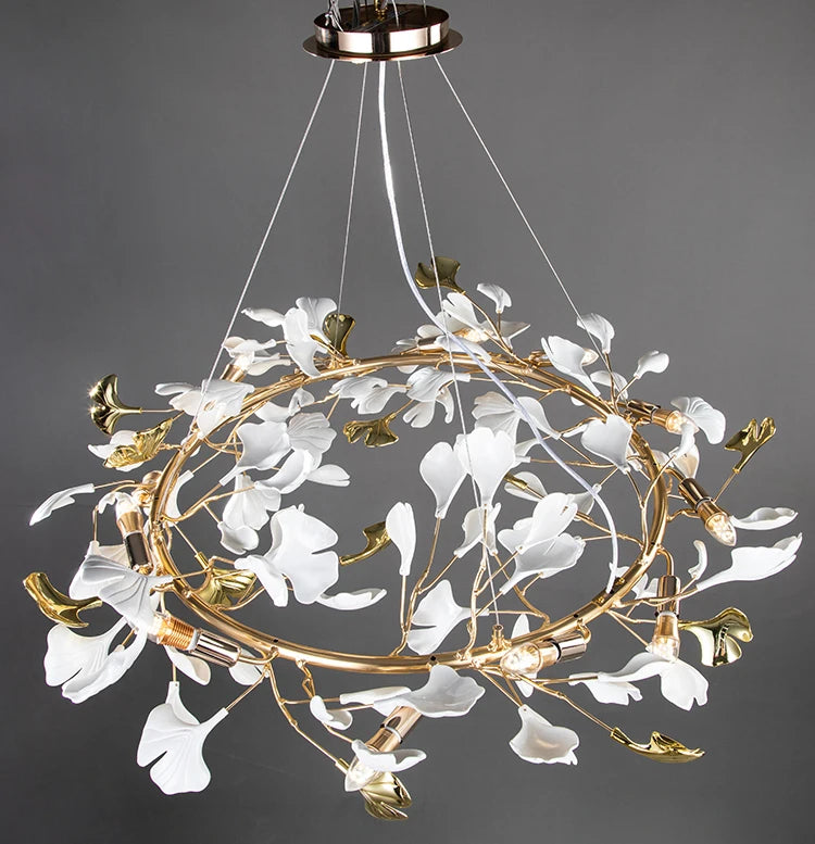Artpad Modern Ginkgo Leaf Chandeliers for Dining room Ceiling Leaves Pendant Chandelier for Living Room Bedroom Kitchen Island