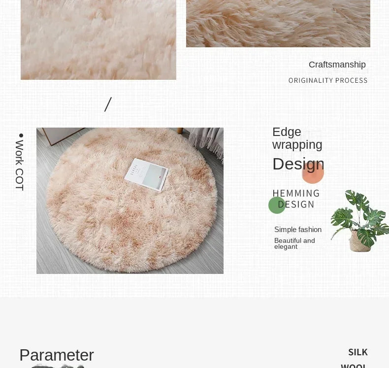 Super Soft Round Plush Rug - Fluffy Area Carpet for Living Room & Bedroom