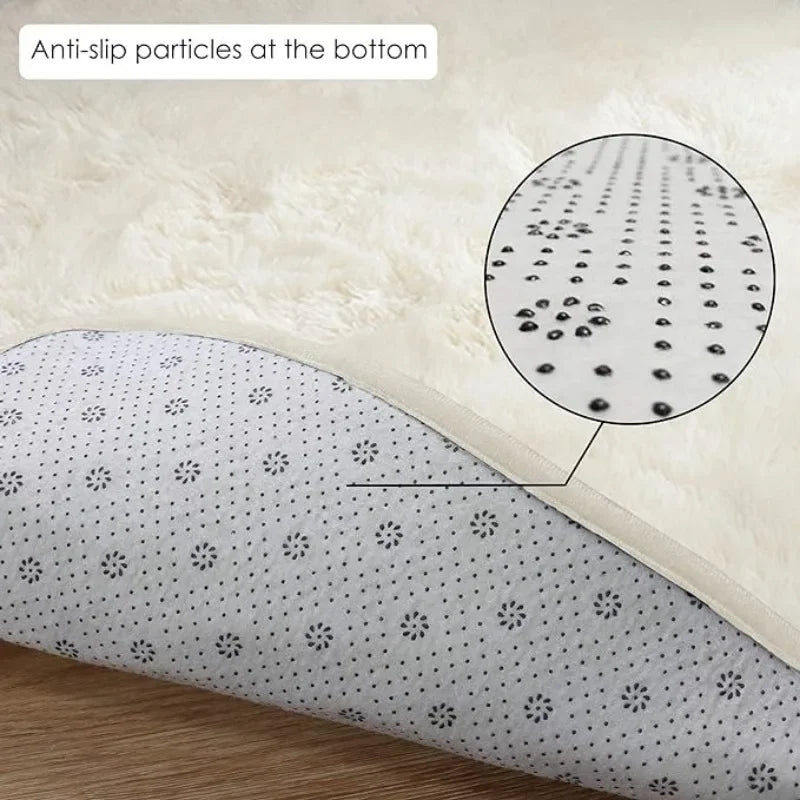 Super Soft Round Plush Rug - Fluffy Area Carpet for Living Room & Bedroom
