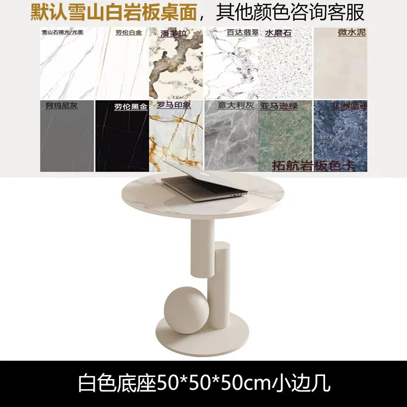 Cream Style Oval Coffee Table - Minimalist Rock Plate Design