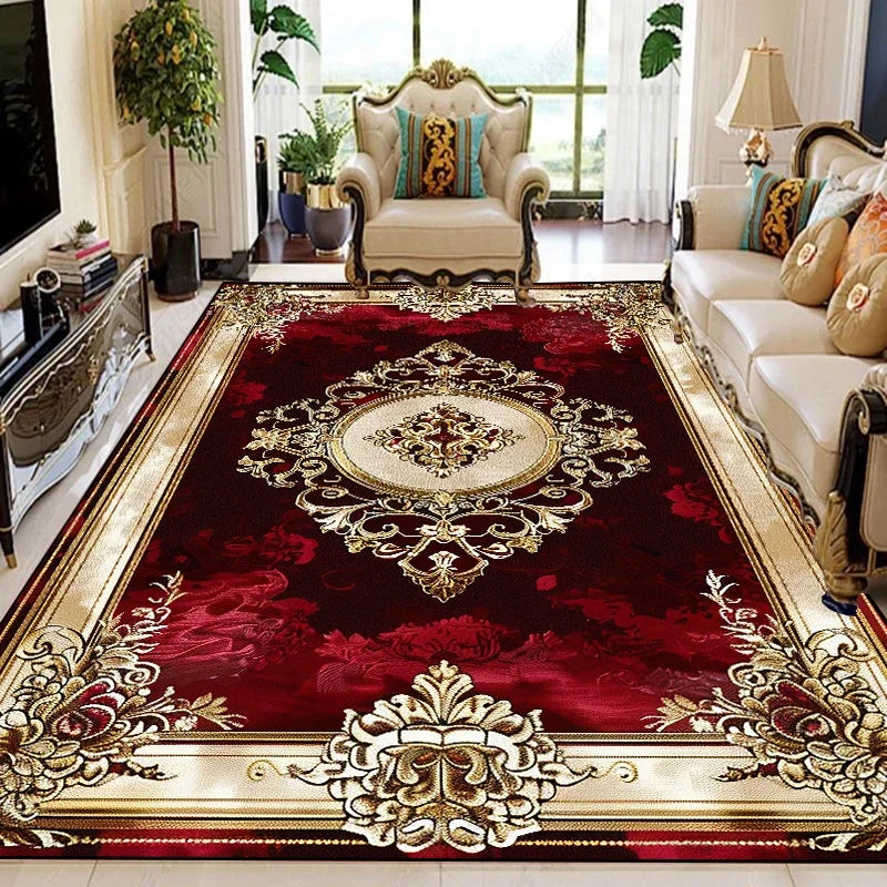 Luxury Floral Area Rug - European Retro Carpet for Living Room & Bedroom