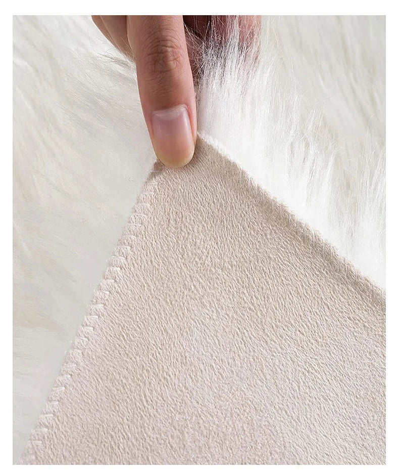 Faux Sheepskin Plush Rug - Fluffy Luxury Carpet for Bedroom & Living Room