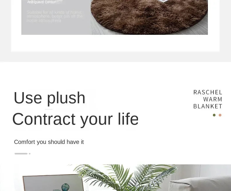 Super Soft Round Plush Rug - Fluffy Area Carpet for Living Room & Bedroom