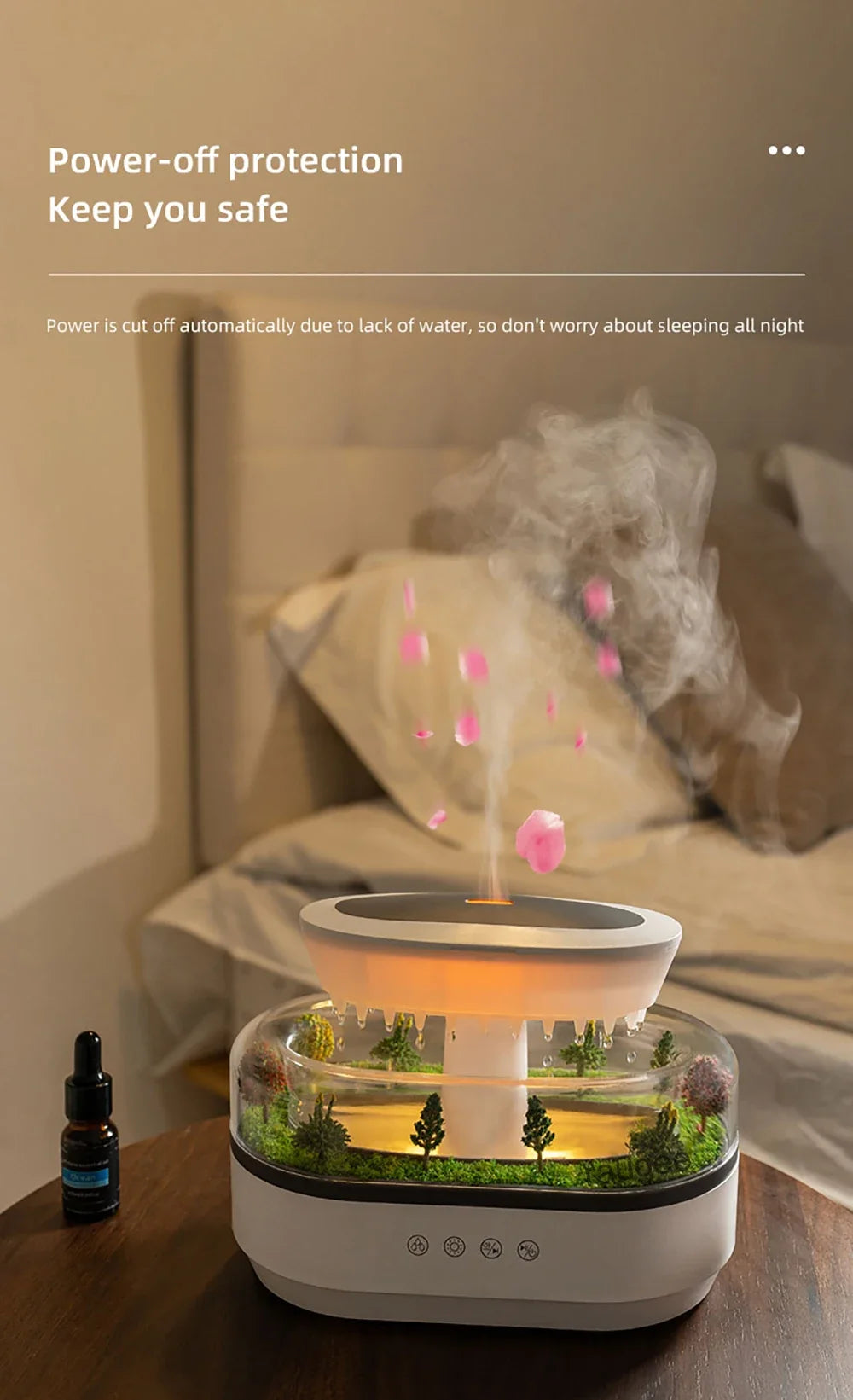 New Aroma Humidifier Raindrop Air Humidifier Colorful Atmosphere Light White Noise Music Essemtial Home Oil Fragrance Diffuser