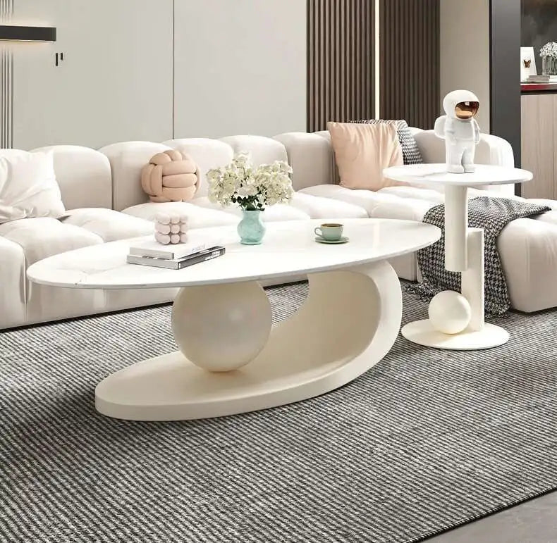 Italian Luxury Oval Coffee Table - Rock Board Top