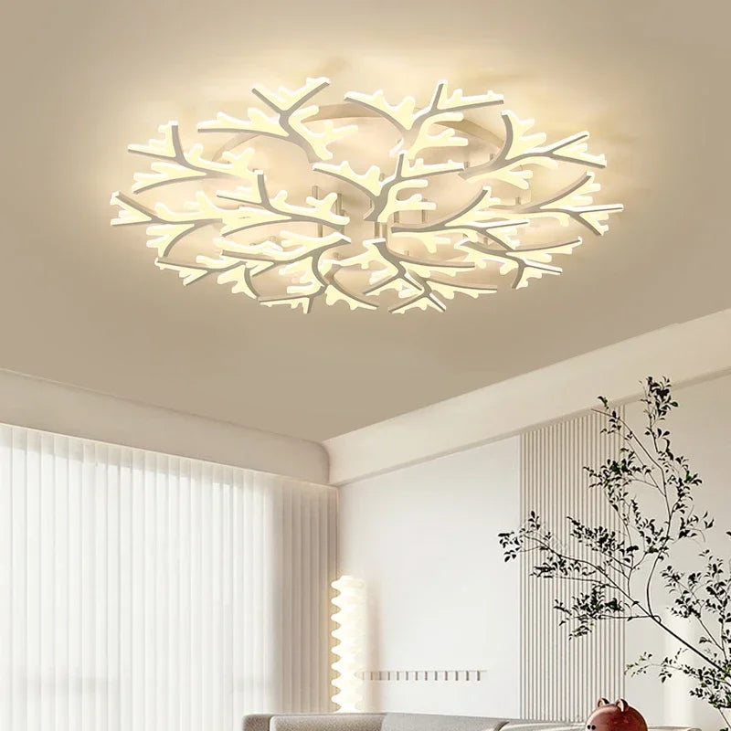 Nordic Minimalist Creative Branch Antlers Ceiling Chandelier Living Room Bedroom Indoor Lighting Led Ceiling Lamp Light Fixture