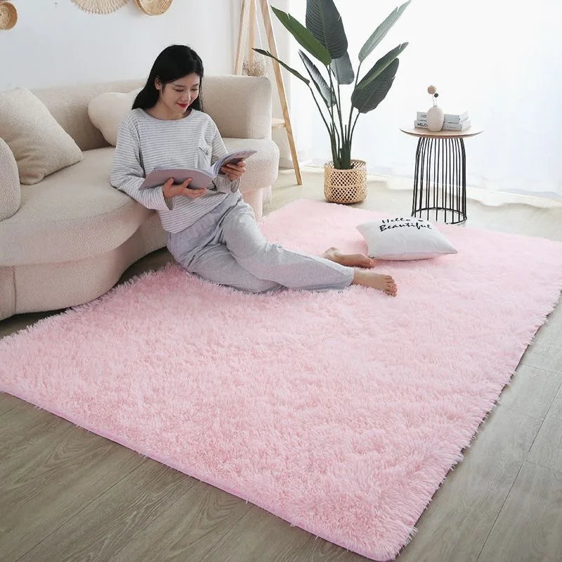 Furry Plush Area Rug - Modern Nordic Style Carpet for Living Room & Bedroom