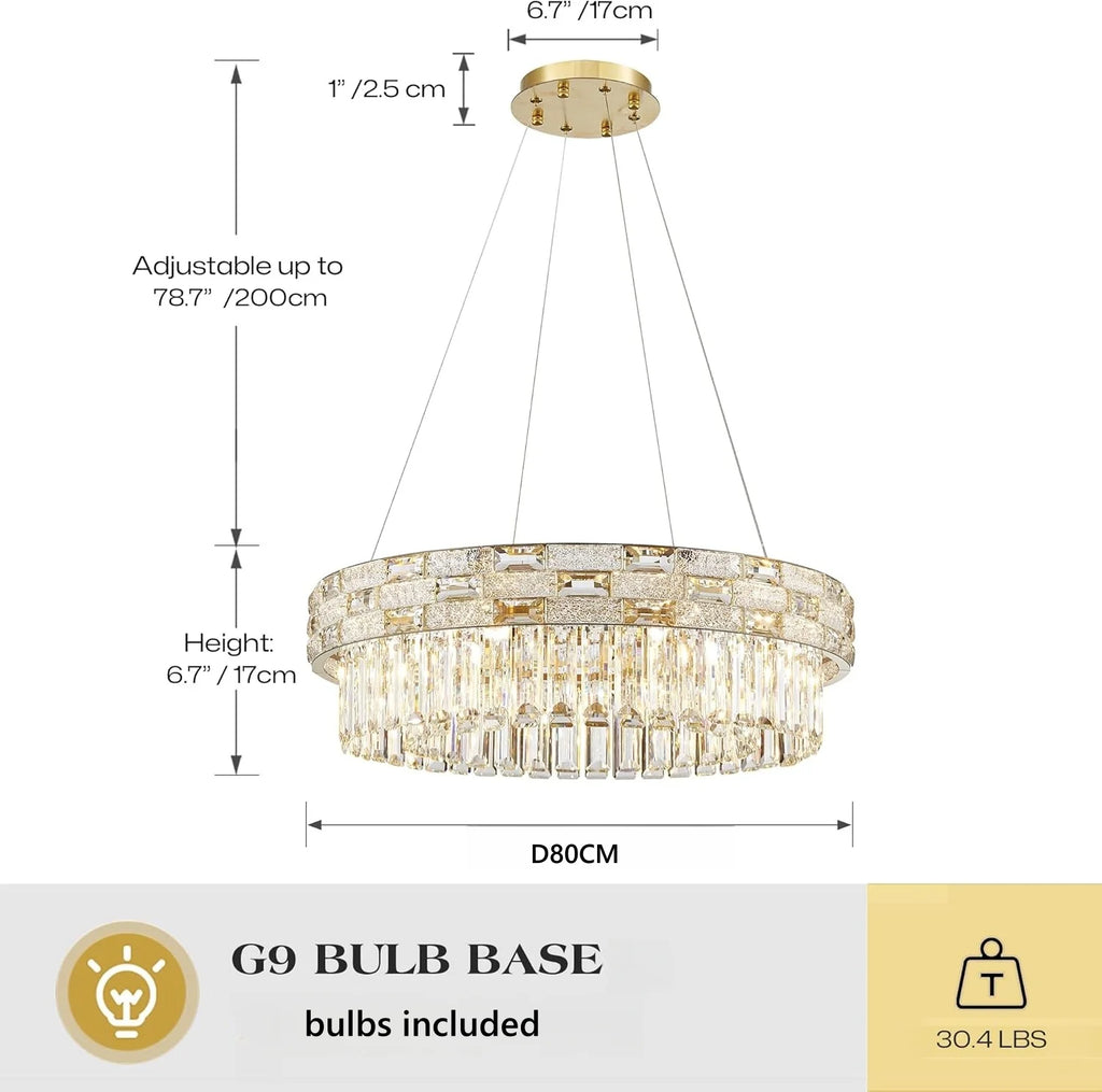 Modern Gold Crystal Chandeliers for Dining Room Living Room Vila Luxury Large Chandelier Pendant Light Fixture Kitchen Island