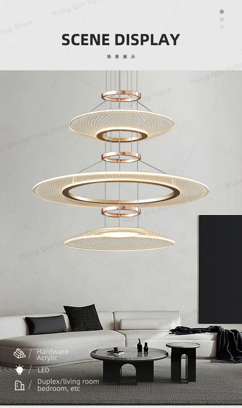 Living Room Chandeliers Restaurant Hanging Lamp Kitchen Pendant Lights Aluminum Chandeliers Villa Ceiling Led Chandelier
