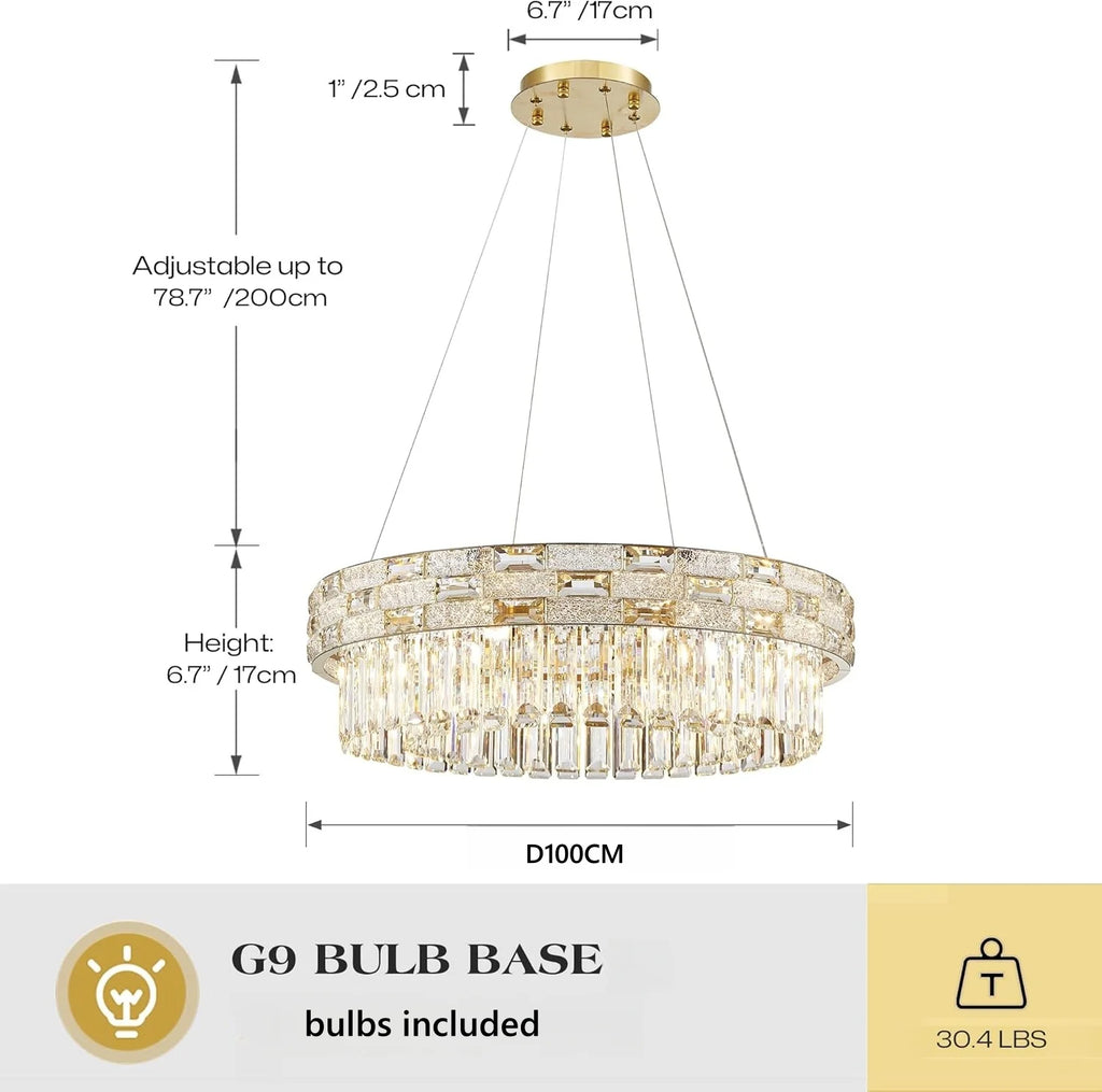 Modern Gold Crystal Chandeliers for Dining Room Living Room Vila Luxury Large Chandelier Pendant Light Fixture Kitchen Island