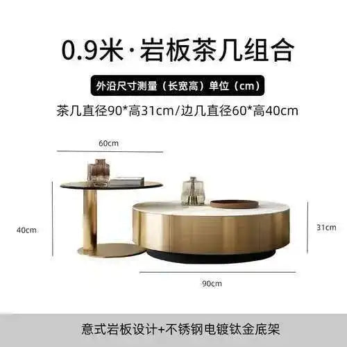 Luxury Round Coffee Table - Designer Metal Base