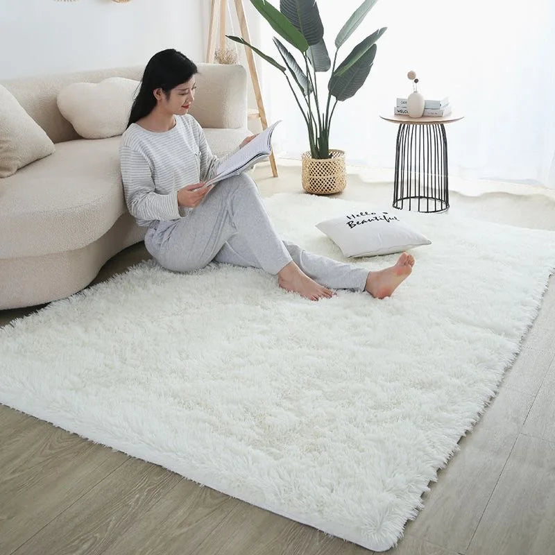 Furry Plush Area Rug - Modern Nordic Style Carpet for Living Room & Bedroom