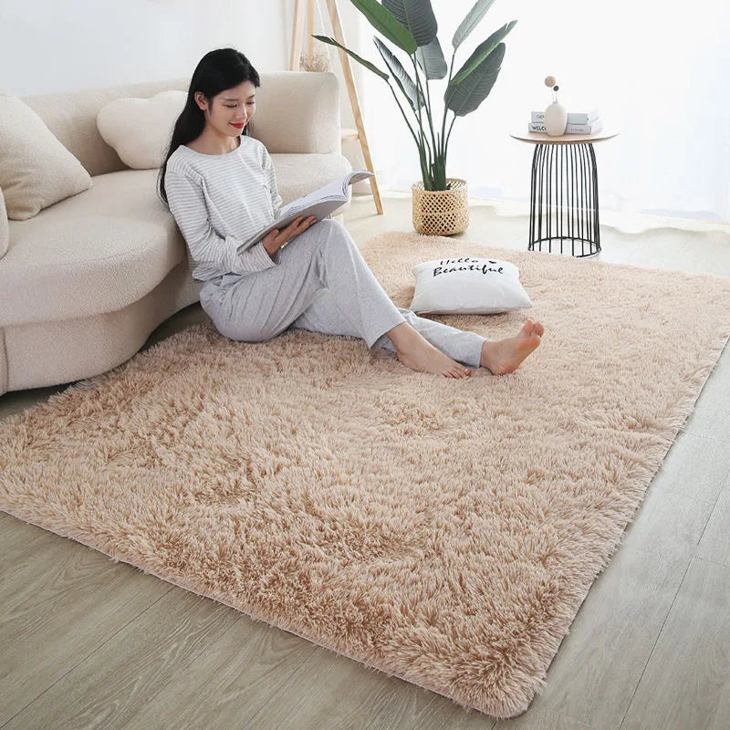 Furry Plush Area Rug - Modern Nordic Style Carpet for Living Room & Bedroom