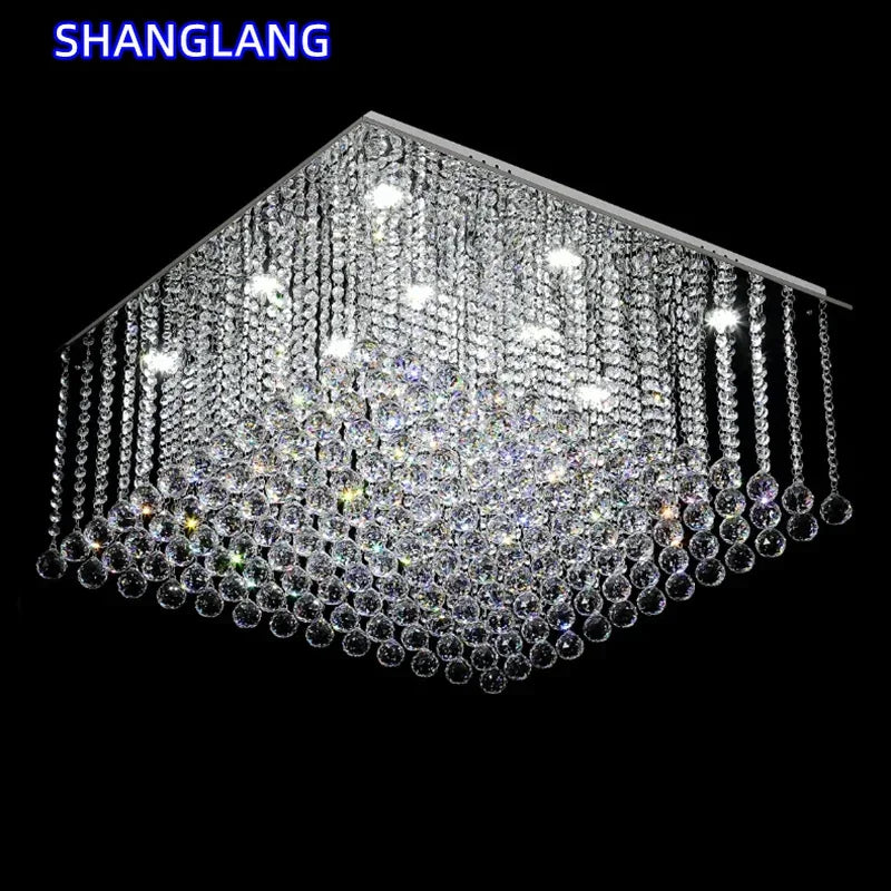 Modern Crystal Chandelier Square Luxury Lamp Indoor Hanging Lighting Equipment For Living Room Dining Room Lobby Ceiling Lustres