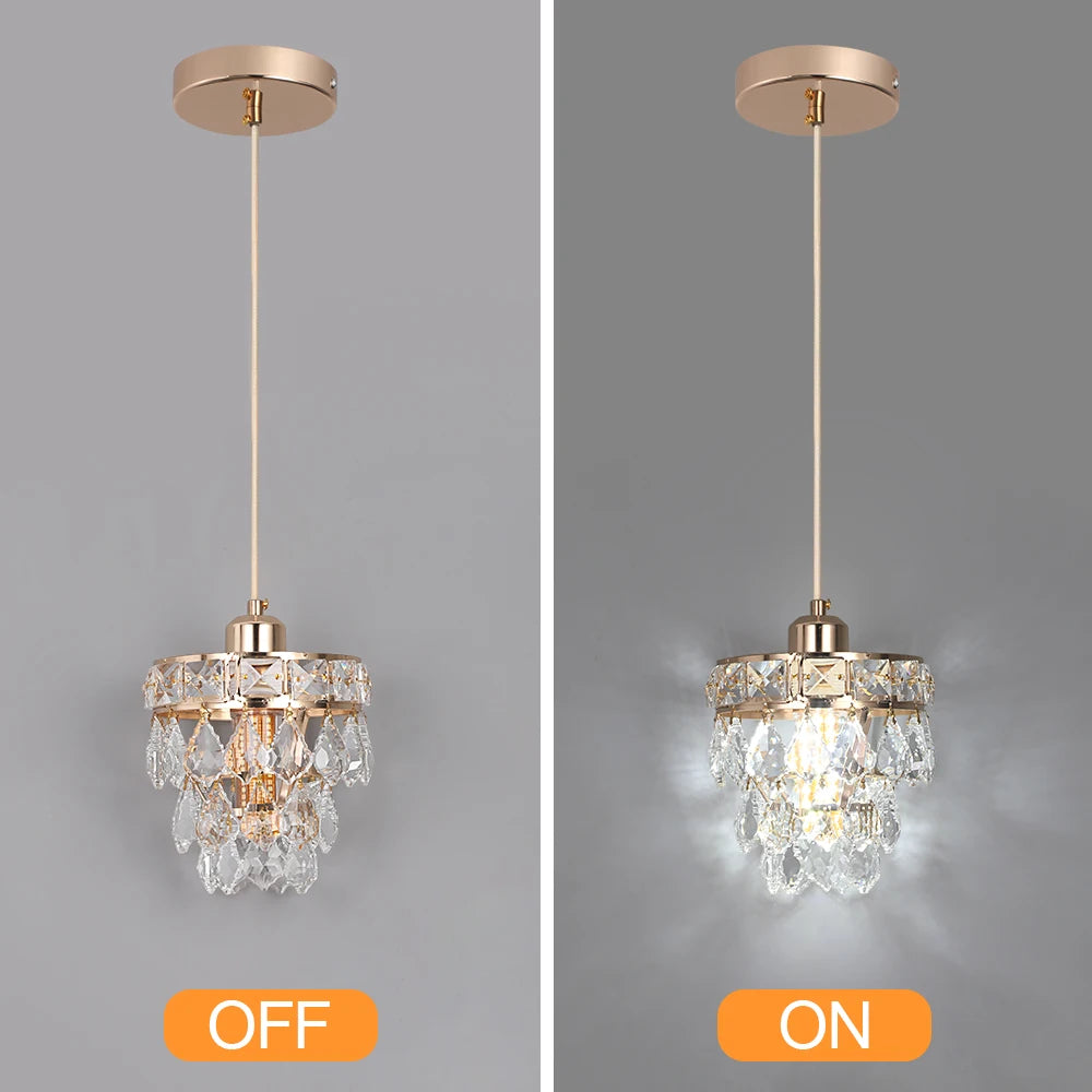 Crystal K9 Chandelier Lamp Living Bedroom Indoor Hanging Lighting Fixtures Modern Gold Pendant Lights for Restaurant Cloakroom E