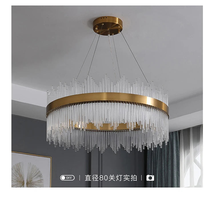 Modern Luxury Drawing Room Glass Led Chandelier Dining Room Led Dimmable Pendant Lamp Lustre Gold Metal Lamp Fixtures Lamparas