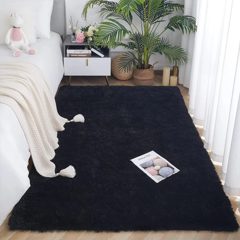 Furry Plush Area Rug - Modern Nordic Style Carpet for Living Room & Bedroom