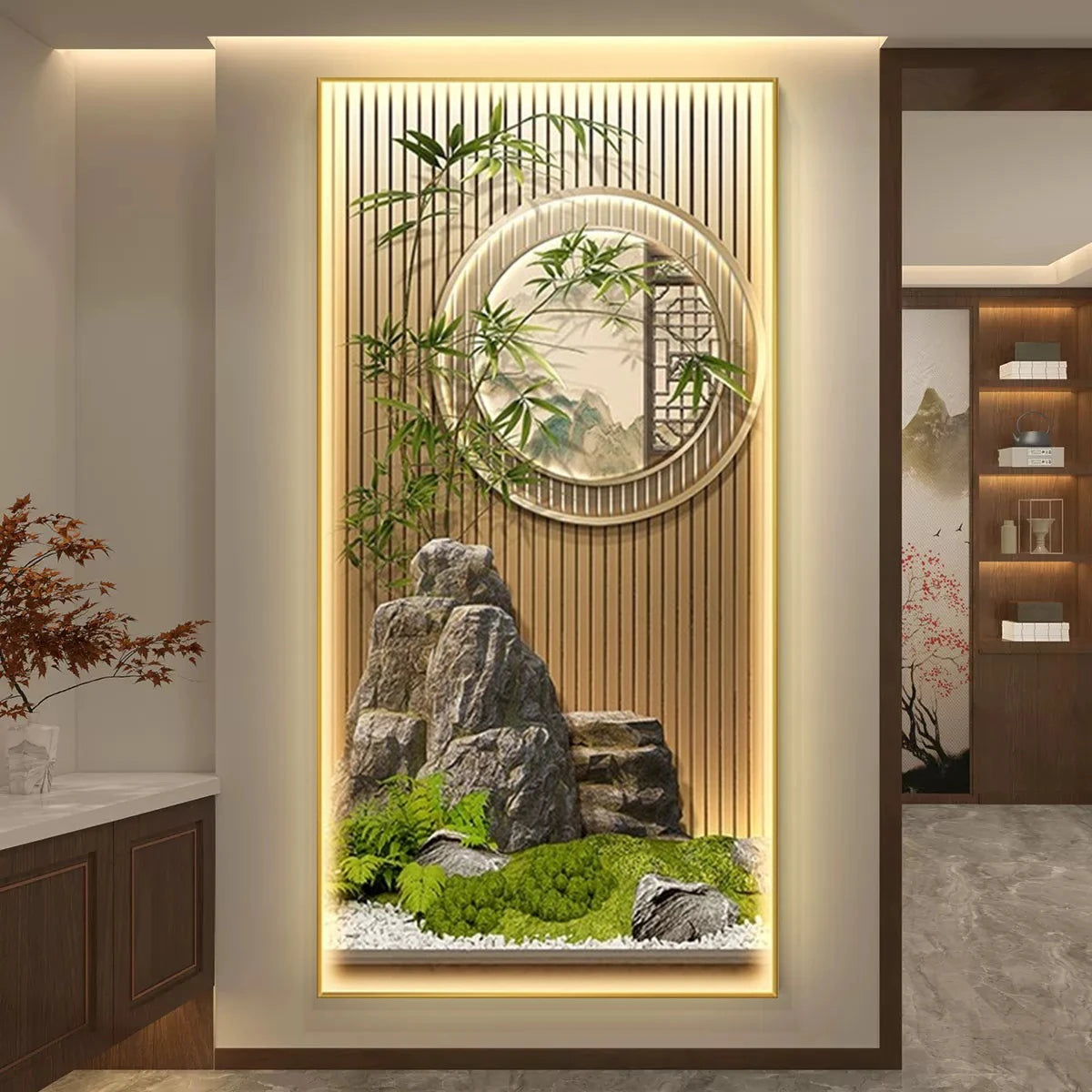 Bamboo LED Wall Art - Landscape Scenery Decorative Painting with Lights
