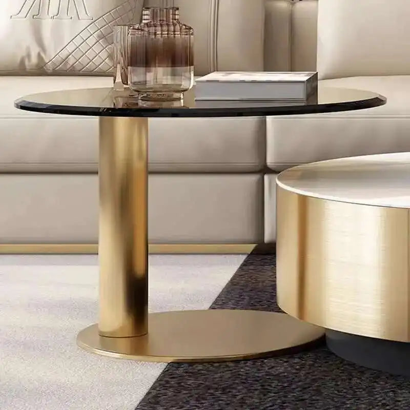 Luxury Round Coffee Table - Designer Metal Base