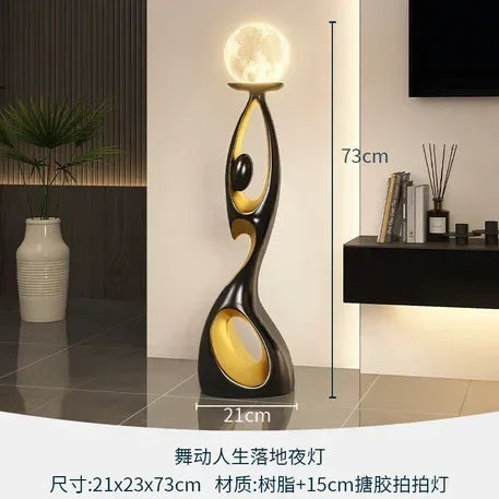 Luxury Abstract Gold-Accented Side Coffee Table Tall  Floor-to-ceiling Mental Ornaments, Living Room End Table New Home Gifts