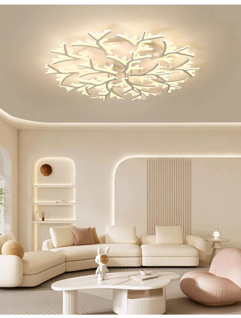 Nordic Minimalist Creative Branch Antlers Ceiling Chandelier Living Room Bedroom Indoor Lighting Led Ceiling Lamp Light Fixture
