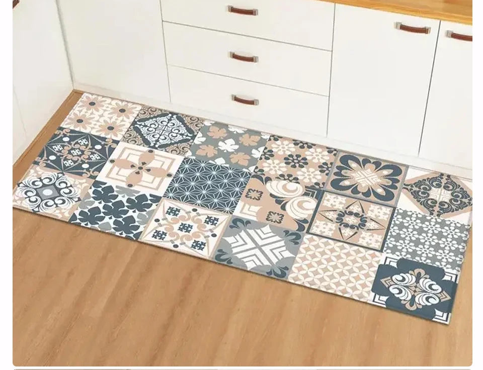 Waterproof Kitchen Floor Mat - Oil-Proof PVC Carpet Runner for Kitchen & Hallway