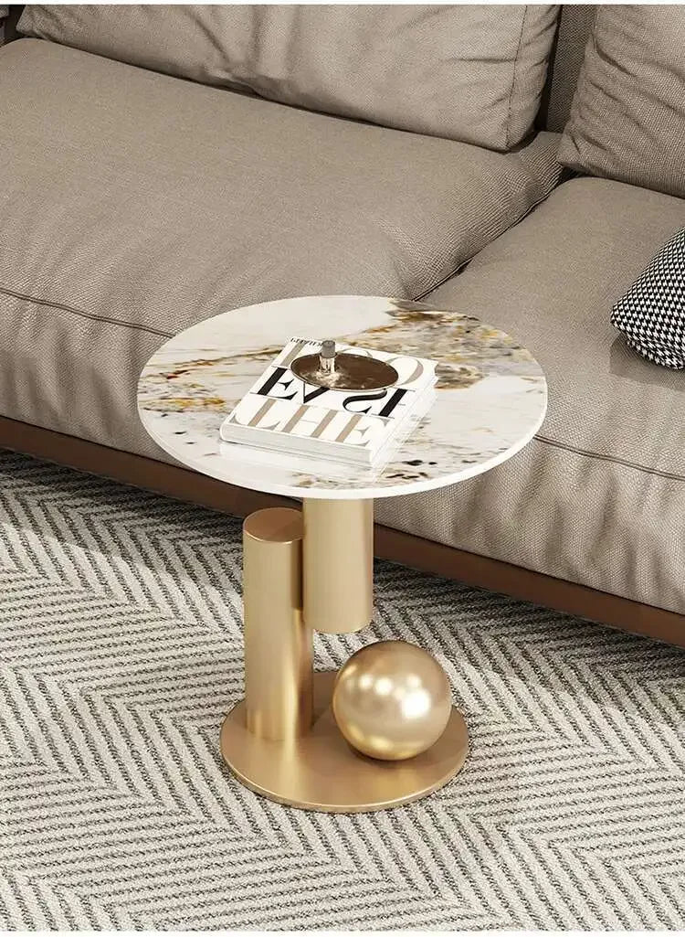 Modern Marble Effect Coffee Table - Nordic Oval Design