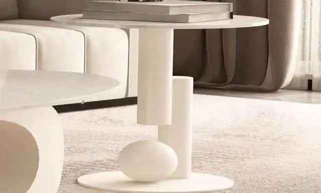 Modern Marble Effect Coffee Table - Nordic Oval Design