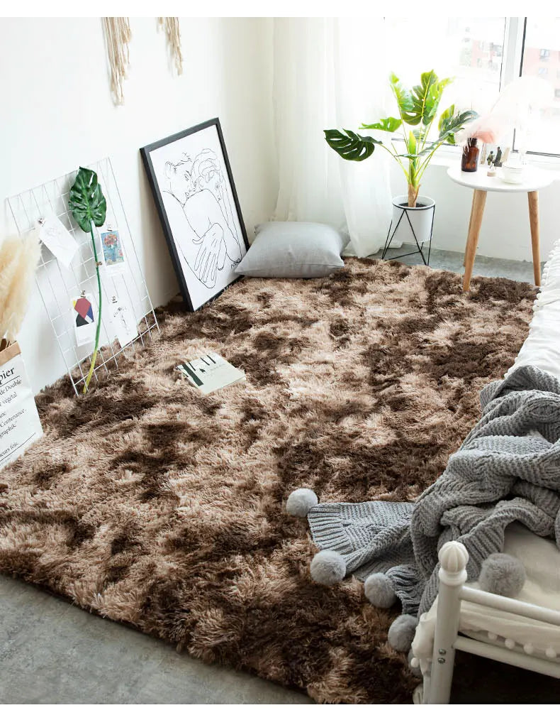 Furry Plush Area Rug - Modern Nordic Style Carpet for Living Room & Bedroom